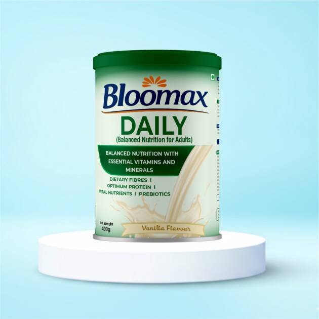3. Bloomax Daily – Balanced Nutrition for Adults (Vanilla Flavour)